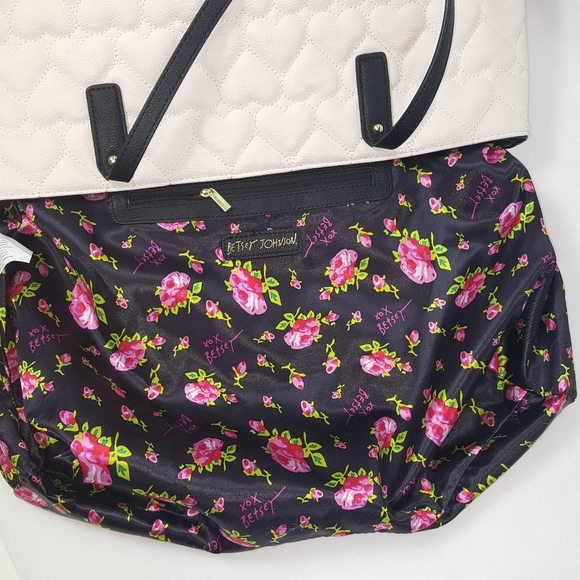 Betsey Johnson Faux Leather Quilted Heart Satchel - Picture 8 of 12